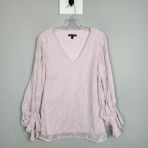 Sam and Jess Purple (Lilac) Shirt Puffy Sleeves Sheer Emroidered Sz Large